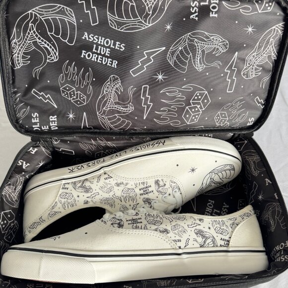 NWT WHITE Size 13 Assholes Live Forever Vans Style Sneakers Skate Shoes - Picture 2 of 10